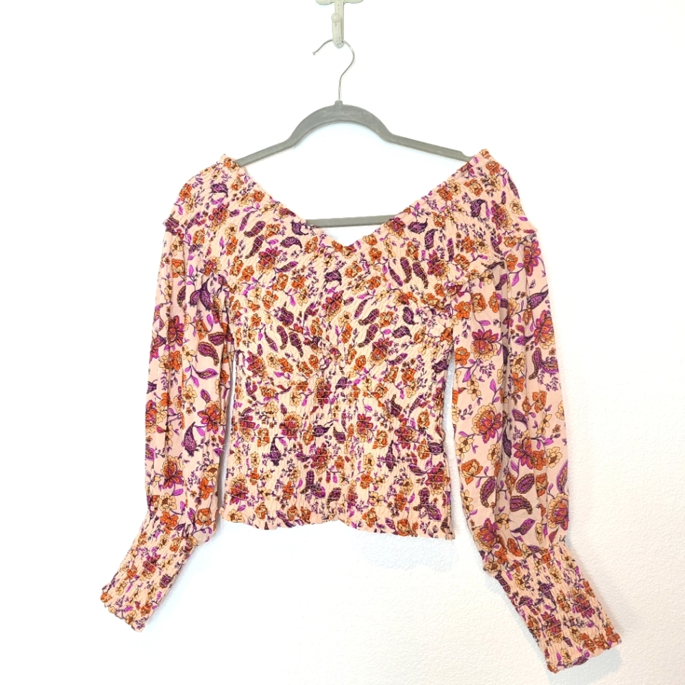 BB DAKOTA Steve Madden Paisley Print Smocked Blouse Top NEW - Picture 3 of 11